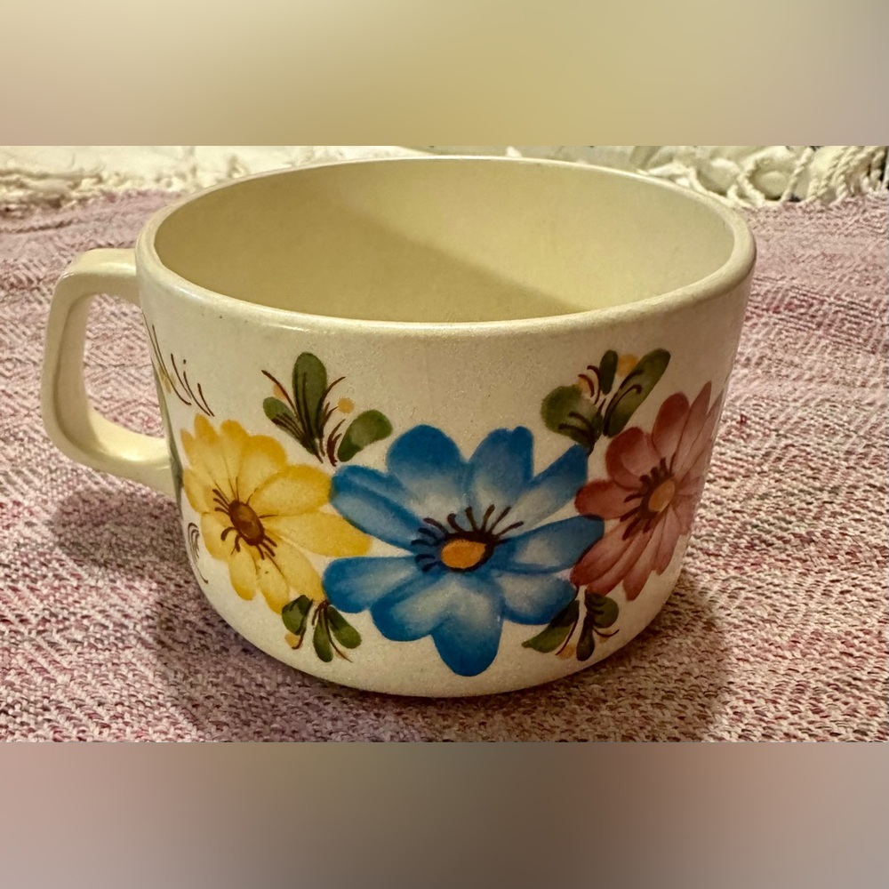 Vintage floral Sado soup mug hand made in Portugal